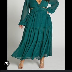 ShowPoElegant Teal Maxi Dress